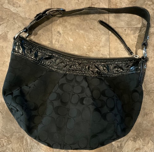 COACH Soho Signature Black Jacquard Hobo Pleated Shou… - Gem