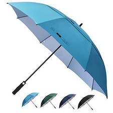 62 Inch Extra Large Golf Umbrella Double Canopy Automatic Open 62inch Sky Blue