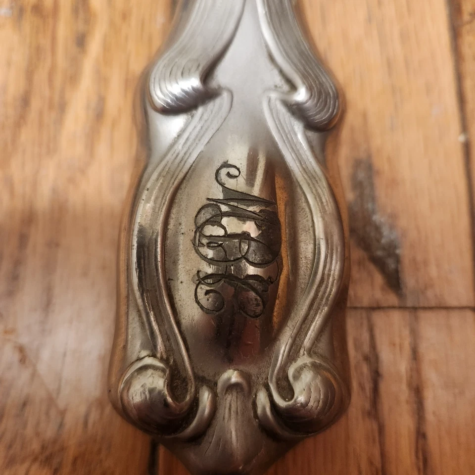 Antiguo Cepillo de Pelo Plateado con Diseño Floral Ornamentado Mujer Grabado Foto 4 de 4