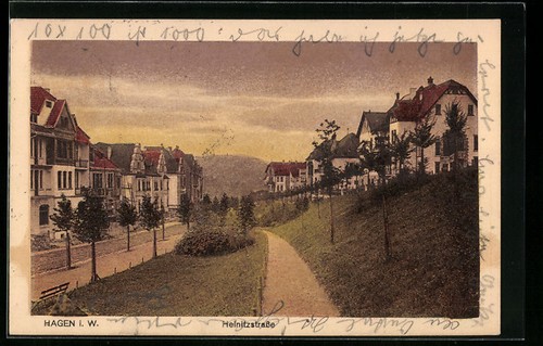 Hagen i. W., Partie in der Heinitzstraße, Ansichtskarte 1921