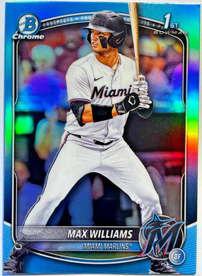  2025 Bowman Chrome Draft Sky Blue Refractor #BDC-68 Max Williams MIA Marlins 