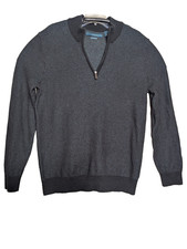 Sweater Perry Ellis Men's 1/4 Zip Pullover Size LT Black Stripe Warm Blend