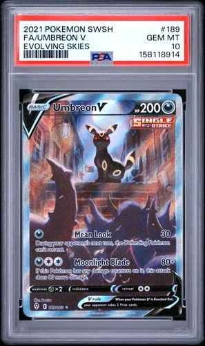 PSA 10 Umbreon V 189/203 Evolving Skies Pokemon Card