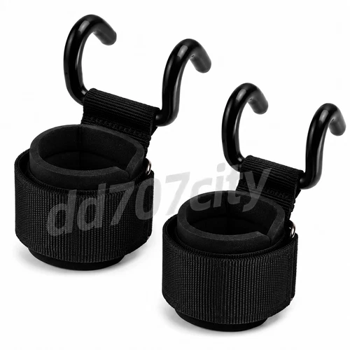 Weight Lifting Steel Hooks 1 Pair Wrist Straps For Enhanced Grip Gym Training