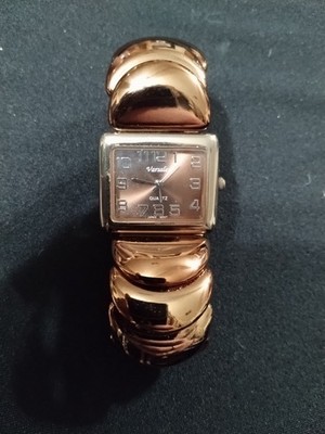 Varsales Quartz Watch Gold Tone Stretch Bracelet Square Face Needs Battery As Is