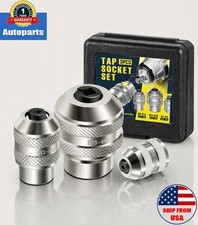 3 Piece Adjustable Tap Socket Set for Ratchet Wrench - 1/4 3/8 1/2 Drive