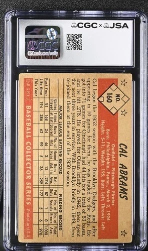 1953 Bowman Color Cal Abrams #160 CGC JSA Auto Autographed Signed - Image 2 of 2