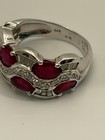 14 K White Gold Oval Ruby Diamond and Sapphire Ring — photo 2