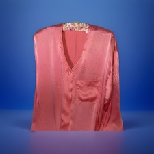Vtg 90s Silk Victorias Secret GOLD LABEL Night Shirt Size M/L Pink Button W Cami