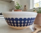 Vintage PYREX 403 Blue Polka Dots White Glass Mixing Nesting Bowl 2-1/2 Qt Quart