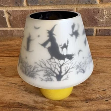 YANKEE CANDLE HALLOWEEN GLASS JAR CANDLE FLICKERING WITCH LAMP SHADE TOPPER