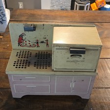 Empire Vintage Toy Kitchen Stove/Oven with Cabinet Base Metal Warming Oven