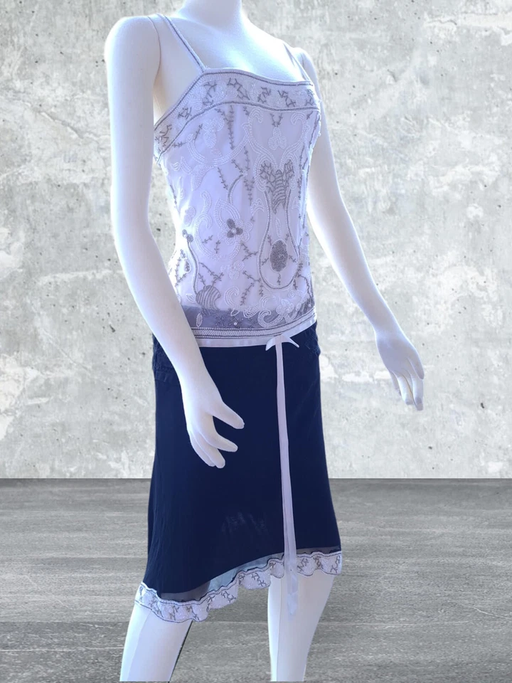 Robe SAGAIE PARIS Gatsby noire blanche perles de soie créateur français taille 1 UK 8 - Photo 3/4