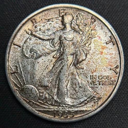 1935 Walking Liberty Half Dollar Uncirculated With Toning