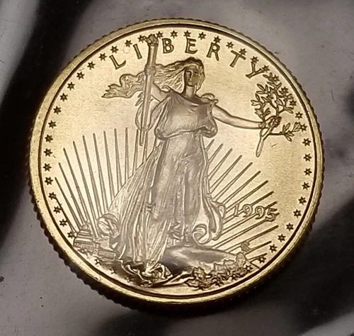 $5 dollar American Gold Eagle 1995 1/10 oz ounce pure Fine Gold BU coin US Mint