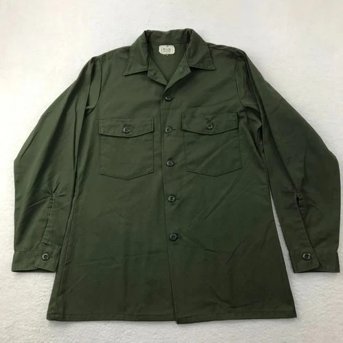Vintage 70s Vietnam Era Military Shirt Mens 15.5x32 Army Uniform OG-507 Utility