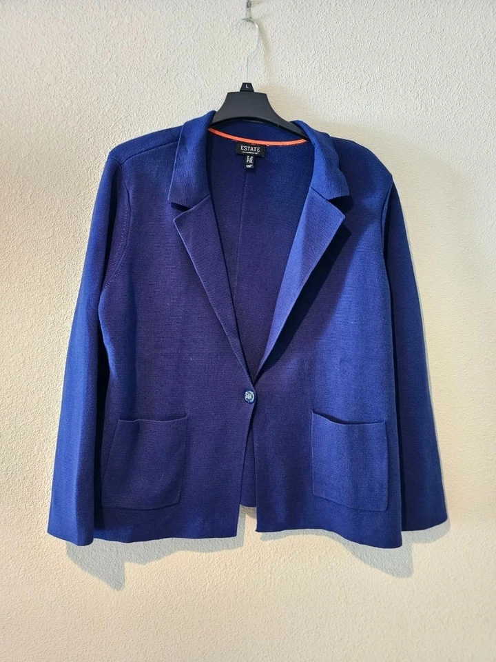 Isaac Mizrahi Live Women's Top Sweater Plus Size 2X Estate Single Button Blue - Image 2 of 4