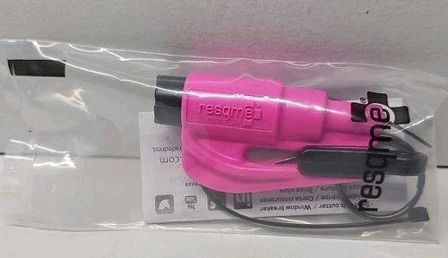 Resqme Car Escape Tool 3" Window Breaker Seat Belt Cutter HOT PINK