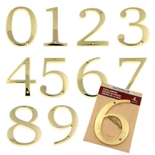 Gatehouse Polished Brass 4 Inch House Numbers, Flush Mount