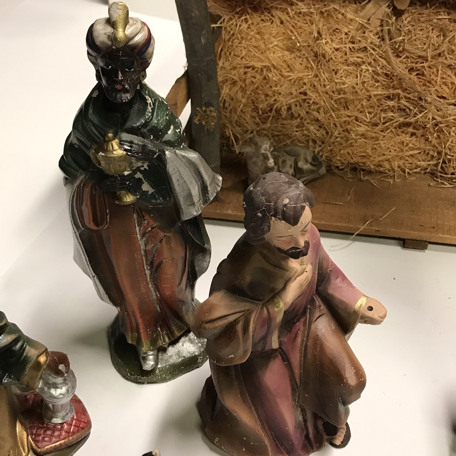 Vintage 1950's Japan Nativity Set Large Scale 12 PC Paper Mache