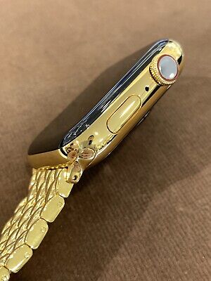 Custom 18K Gold Plated 45MM Apple Watch SERIES 7 Louis Vuitton Band LTE GPS  02