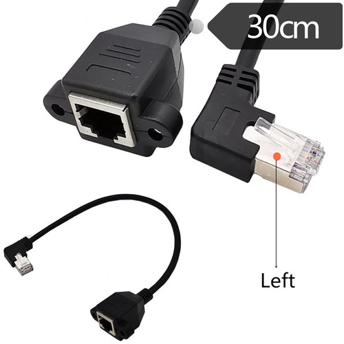 RJ45 Male Right/Left Angle to Female Panel Mount Ethernet Network Adapter Cable - 第 9/20 張圖片