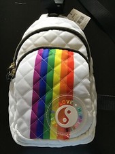 NEW PRIDE gay happy white rainbow backpack crossbody zippered sling bag love
