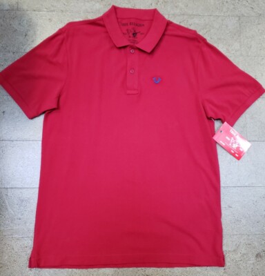 True Religion Men's Red Polo Shirt Size L