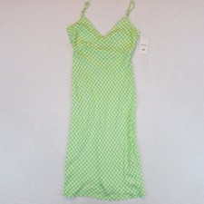 RVCA Oh Lord Midi Dress Green Flash White Plaid Women's XS