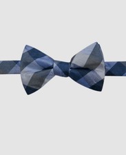  50 Ryan Seacrest Mens Blue Adjustable Check Printed Silk Pre Tied Bow Tie
