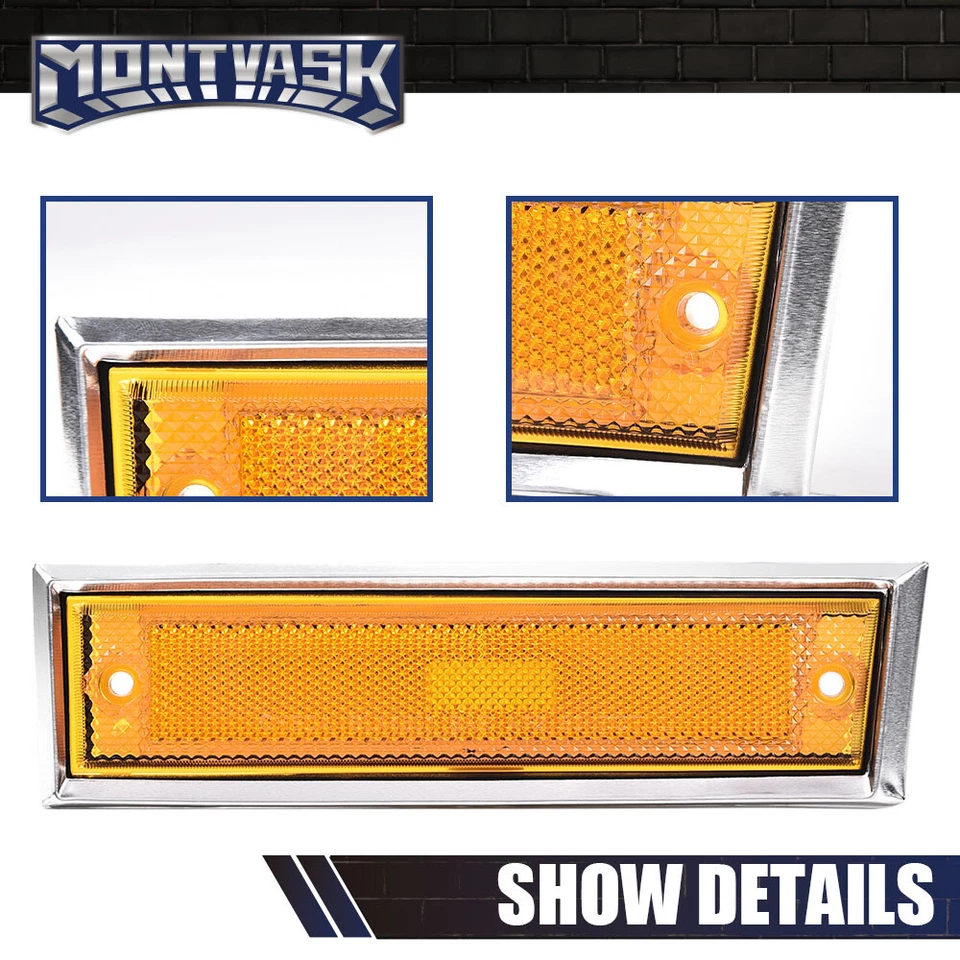 Luces marcadoras laterales bisel cromado lente apta para Chevy C10 C20 C30 GMC C1500 81-91 Foto 4 de 4