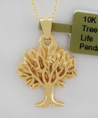 TREE OF LIVE PENDANT 10K YELLOW GOLD FREE CHAIN NEW WITH TAG