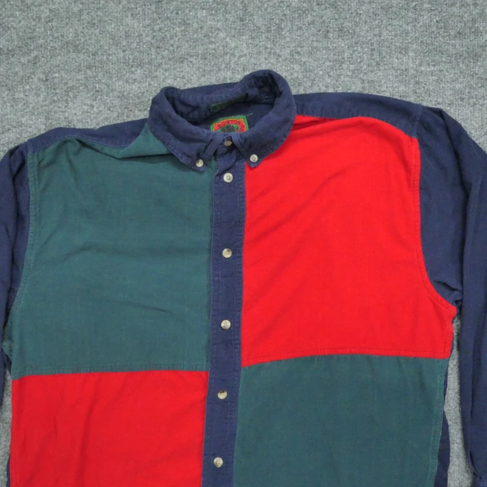 Vintage Boston Traders Shirt Mens Medium Blue Red Green Corduroy 90s - Image 4 of 4