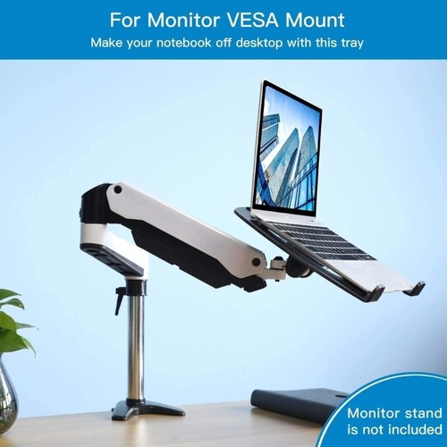 Universal Metal Laptop Mounting Tray VESA 75 Desk Mount Adapter Plate Black - Picture 3 of 8