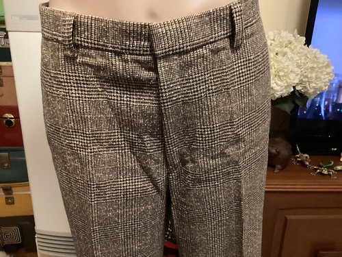 Genuine Vintage 70’s FLETCHER JONES Pants Brown White Check Pure Wool - Picture 3 of 11