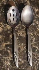 Vintage - Majesco Stainless Steel USA Slotted Serving Spoon + Serving Spoon