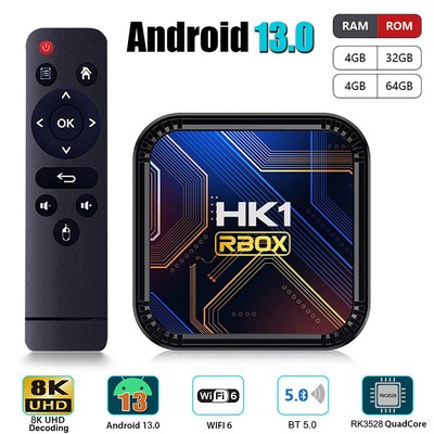 8K UHD Android 13 4+32GB 5G WIFI BT USB Smart TV Box Quad Core 3D Media Player