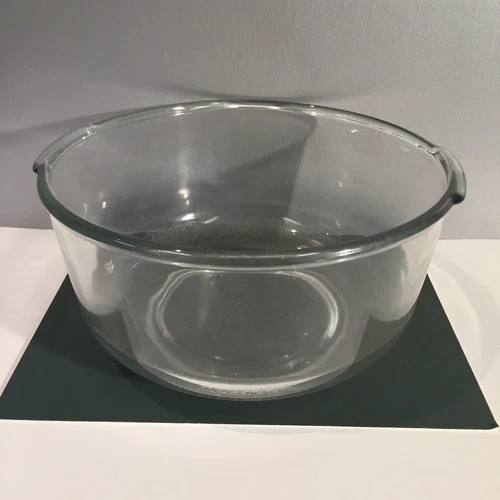 Vintage Clear Glass Deep 9" Round MIXING/SERVING BOWL with Tab Handles