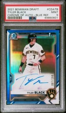 2021 BOWMAN DRAFT TYLER BLACK 1ST BOWMAN CHROME AUTO TRUE BLUE /150 PSA 9