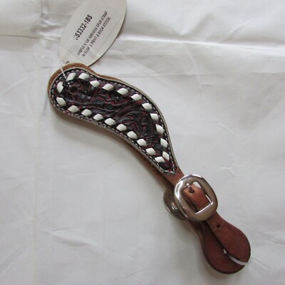 San Saba Equine Floral Tooled with Buck Stitch Spur Straps SS3332-1BS