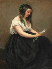 high quality  100% oil painting handpainted on canvas "Woman Reading a Letter "