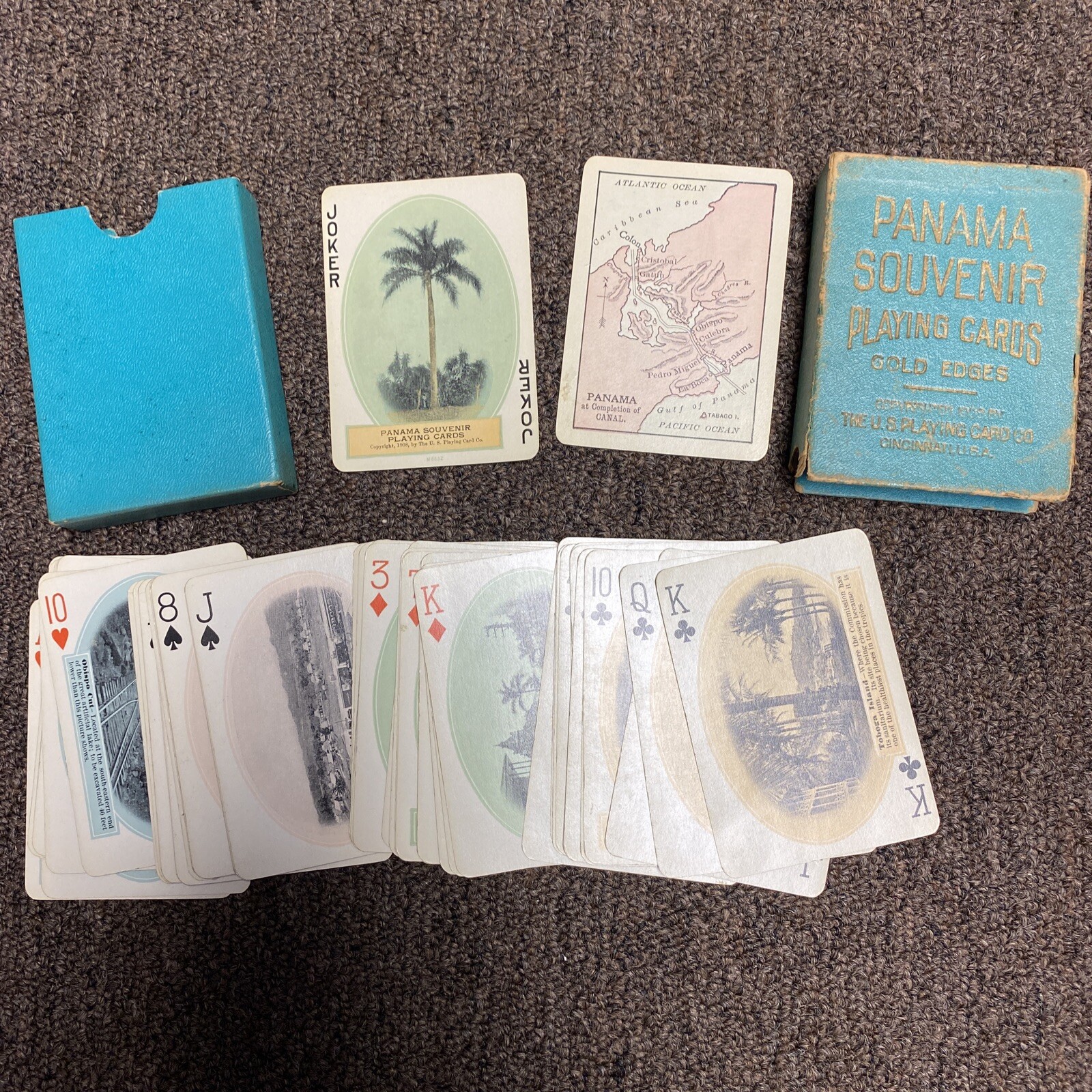1908 Panama Souvenir Playing Cards Gold Edges Complete Deck eBay