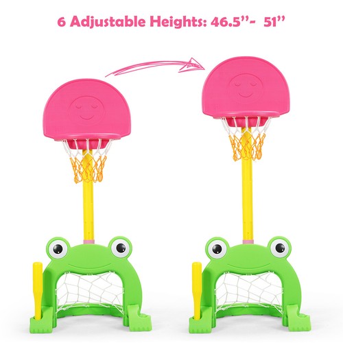 BABY JOY 3-in-1 Kids Basketball Hoop Set Stand Adjustable Sports Activity - 第 6/12 張圖片