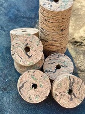 Cork Rings 36 Green Wave Burl 1 1/4" x 1/2" x 1/4" Hole, New!