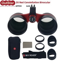 SKY ROVER 2x42 Red Constellation Binocular W/ 2 Eyepiece Covers 30 FOV Telescope