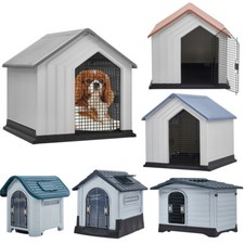 Large XL Plastic Dog Kennel Dog House Weatherproof Indoor Outdoor Garden Shelter