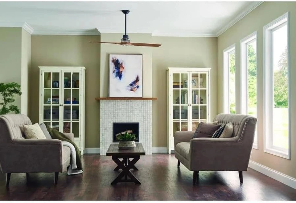 Lighting 56-In Satin Black with Antique Pewter Accents Downrod Mount Indoor Ceil - Image 4 of 4