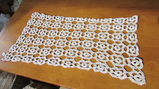 Beige Ecru Rectangular Circles Center Crochet Doily 16  X 9  Table Dresser