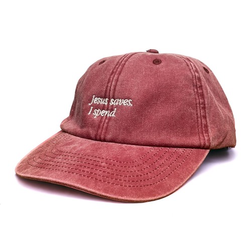Jesus Saves, I Spend Embroidered Dad Baseball Cap || Text Dadcap Strapback Funny - Picture 9 of 16