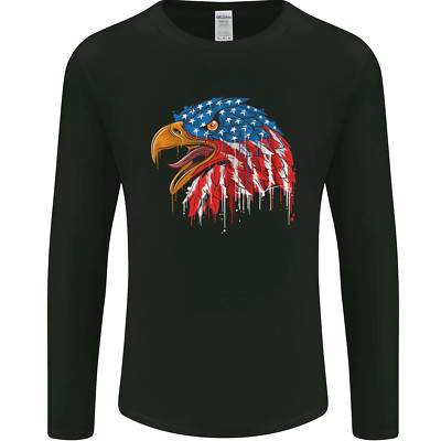 American Eagle USA Flagge Juli 4th Herren Langärmelig Maglietta